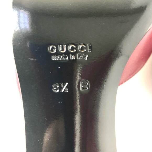 NIB Vintage Gucci Horsebit Wine Leather Pointed Toe Kitten Heel Pumps Mules 8.5 - Picture 8 of 10